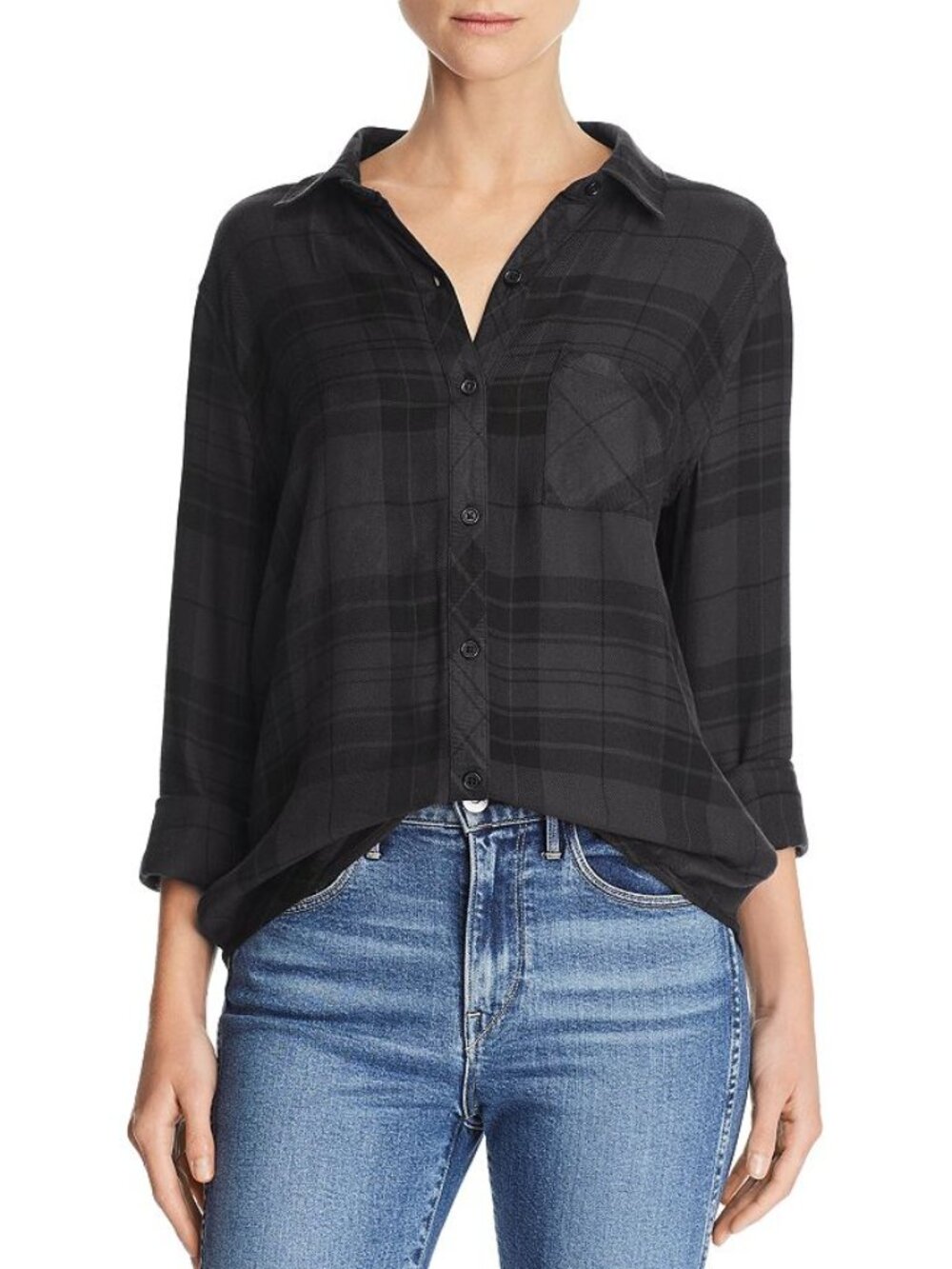 RAILS Hunter Plaid Button Up Shirt - M - Onyx/Charcoal, Black